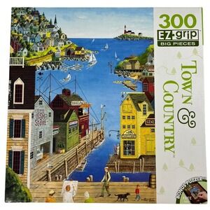 MasterPieces Town & Country "Walk on the‎ Pier" 300 EZ Lg Pc Puzzle Art Poulain